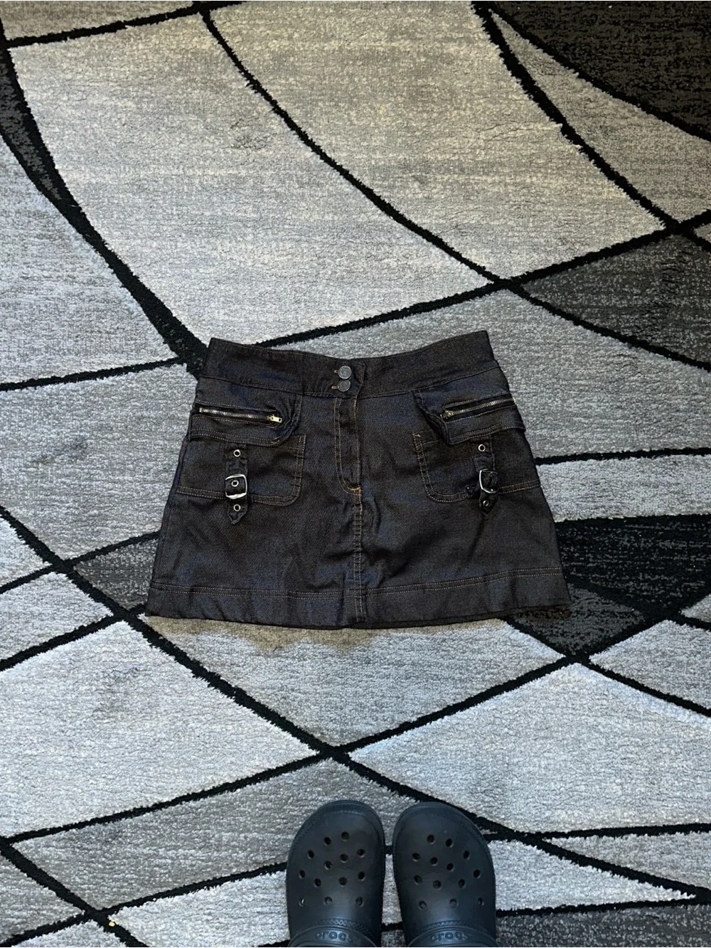 Black Utility Mini Skirt - Women's Casual Cargo Style